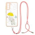 For Samsung Galaxy S21 5G Colored Drawing Starry Sky Epoxy TPU Shockproof Case with Neck Lanyard(Elephant) - 1