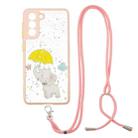 For Samsung Galaxy S21+ 5G Colored Drawing Starry Sky Epoxy TPU Shockproof Case with Neck Lanyard(Elephant) - 1