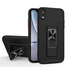 For iPhone XR Dual-color Skin Feel TPU + PC Magnetic Shockproof Case with Invisible Holder(Black) - 1