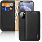 DUX DUCIS Hivo Series Cowhide + PU + TPU Leather Horizontal Flip Case with Holder & Card Slots For iPhone 13(Black) - 1