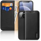 For iPhone 13 mini DUX DUCIS Hivo Series Cowhide + PU + TPU Leather Horizontal Flip Case with Holder & Card Slots (Black) - 1