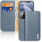 For iPhone 13 mini DUX DUCIS Hivo Series Cowhide + PU + TPU Leather Horizontal Flip Case with Holder & Card Slots (Light Blue) - 1