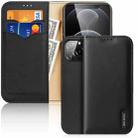 For iPhone 13 Pro Max DUX DUCIS Hivo Series Cowhide + PU + TPU Leather Horizontal Flip Case with Holder & Card Slots (Black) - 1