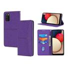 For Samsung Galaxy A03s 164mm Woven Texture Stitching Magnetic Horizontal Flip PU Leather Case with Holder & Card Slots & Wallet & Lanyard(Purple) - 1