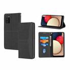 For Samsung Galaxy A03s 164mm Woven Texture Stitching Magnetic Horizontal Flip PU Leather Case with Holder & Card Slots & Wallet & Lanyard(Black) - 1