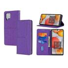 For Samsung Galaxy A22 4G Woven Texture Stitching Magnetic Horizontal Flip PU Leather Case with Holder & Card Slots & Wallet & Lanyard(Purple) - 1