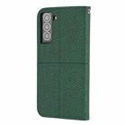 For Samsung Galaxy S21 5G Woven Texture Stitching Magnetic Horizontal Flip PU Leather Case with Holder & Card Slots & Wallet & Lanyard(Green) - 3