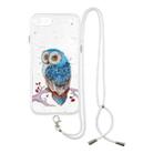 For iPhone SE 2022 / SE 2020 / 8 / 7 Colored Drawing Starry Sky Epoxy TPU Shockproof Case with Neck Lanyard(Owl) - 1
