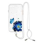 For iPhone SE 2022 / SE 2020 / 8 / 7 Colored Drawing Starry Sky Epoxy TPU Shockproof Case with Neck Lanyard(Blue Butterfly) - 1