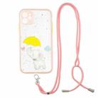 For iPhone 11 Colored Drawing Starry Sky Epoxy TPU Shockproof Case with Neck Lanyard (Elephant) - 1