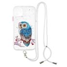 For iPhone 11 Colored Drawing Starry Sky Epoxy TPU Shockproof Case with Neck Lanyard (Owl) - 1