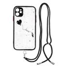 For iPhone 11 Colored Drawing Starry Sky Epoxy TPU Shockproof Case with Neck Lanyard (Love) - 1
