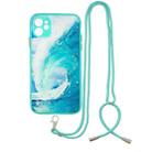 For iPhone 11 Colored Drawing Starry Sky Epoxy TPU Shockproof Case with Neck Lanyard (Waves) - 1