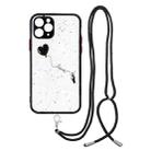 For iPhone 11 Pro Colored Drawing Starry Sky Epoxy TPU Shockproof Case with Neck Lanyard (Love) - 1