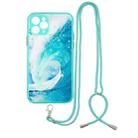 For iPhone 11 Pro Colored Drawing Starry Sky Epoxy TPU Shockproof Case with Neck Lanyard (Waves) - 1