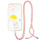 For iPhone 11 Pro Max Colored Drawing Starry Sky Epoxy TPU Shockproof Case with Neck Lanyard (Elephant) - 1