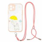 For iPhone 12 Colored Drawing Starry Sky Epoxy TPU Shockproof Case with Neck Lanyard(Elephant) - 1