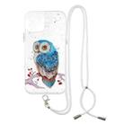 For iPhone 12 mini Colored Drawing Starry Sky Epoxy TPU Shockproof Case with Neck Lanyard (Owl) - 1