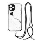 For iPhone 12 mini Colored Drawing Starry Sky Epoxy TPU Shockproof Case with Neck Lanyard (Love) - 1