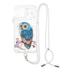 For iPhone 12 Pro Colored Drawing Starry Sky Epoxy TPU Shockproof Case with Neck Lanyard(Owl) - 1