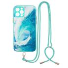 For iPhone 12 Pro Colored Drawing Starry Sky Epoxy TPU Shockproof Case with Neck Lanyard(Waves) - 1