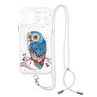For iPhone 12 Pro Max Colored Drawing Starry Sky Epoxy TPU Shockproof Case with Neck Lanyard(Owl) - 1