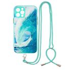 For iPhone 12 Pro Max Colored Drawing Starry Sky Epoxy TPU Shockproof Case with Neck Lanyard(Waves) - 1