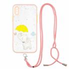 For iPhone X / XS Colored Drawing Starry Sky Epoxy TPU Shockproof Case with Neck Lanyard(Elephant) - 1