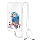 For iPhone X / XS Colored Drawing Starry Sky Epoxy TPU Shockproof Case with Neck Lanyard(Owl) - 1