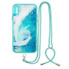 For iPhone X / XS Colored Drawing Starry Sky Epoxy TPU Shockproof Case with Neck Lanyard(Waves) - 1
