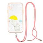 For iPhone XR Colored Drawing Starry Sky Epoxy TPU Shockproof Case with Neck Lanyard(Elephant) - 1