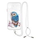 For iPhone XR Colored Drawing Starry Sky Epoxy TPU Shockproof Case with Neck Lanyard(Owl) - 1