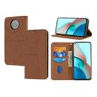 For Xiaomi Redmi Note 9 5G Woven Texture Stitching Magnetic Horizontal Flip PU Leather Case with Holder & Card Slots & Wallet & Lanyard(Brown) - 1