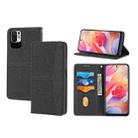 For Xiaomi Redmi Note 10 5G Woven Texture Stitching Magnetic Horizontal Flip PU Leather Case with Holder & Card Slots & Wallet & Lanyard(Black) - 1