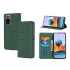 For Xiaomi Redmi Note 10 Pro 5G Woven Texture Stitching Magnetic Horizontal Flip PU Leather Case with Holder & Card Slots & Wallet & Lanyard(Green) - 1