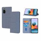 For Xiaomi Redmi Note 10 Pro 5G Woven Texture Stitching Magnetic Horizontal Flip PU Leather Case with Holder & Card Slots & Wallet & Lanyard(Grey) - 1