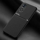 Classic Tilt Strip Grain Magnetic Shockproof PC + TPU Case For Honor 50(Black) - 1