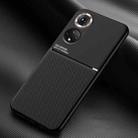 Classic Tilt Strip Grain Magnetic Shockproof PC + TPU Case For Honor 50 Pro(Black) - 1