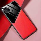 All-inclusive Leather + Organic Glass Protective Case with Metal Iron Sheet For iPhone 13 mini(Red) - 1
