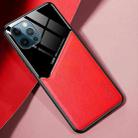 All-inclusive Leather + Organic Glass Protective Case with Metal Iron Sheet For iPhone 13 Pro(Red) - 1