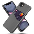 For iPhone 11 Cloth Texture PC + PU Leather Back Cover Shockproof Case with Card Slot (Grey) - 1