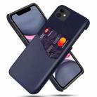 For iPhone 11 Cloth Texture PC + PU Leather Back Cover Shockproof Case with Card Slot (Blue) - 1