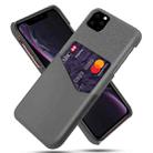 For iPhone 11 Pro Cloth Texture PC + PU Leather Back Cover Shockproof Case with Card Slot (Grey) - 1