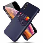 For iPhone X / XS Cloth Texture PC + PU Leather Back Cover Shockproof Case with Card Slot(Blue) - 1