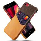 For iPhone SE 2022 / SE 2020 / 8 / 7 Cloth Texture PC + PU Leather Back Cover Shockproof Case with Card Slot(Orange) - 1