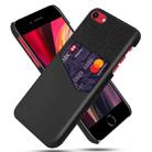 For iPhone SE 2022 / SE 2020 / 8 / 7 Cloth Texture PC + PU Leather Back Cover Shockproof Case with Card Slot(Black) - 1