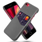 For iPhone SE 2022 / SE 2020 / 8 / 7 Cloth Texture PC + PU Leather Back Cover Shockproof Case with Card Slot(Grey) - 1