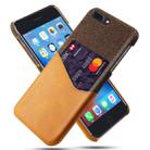 Cloth Texture PC + PU Leather Back Cover Shockproof Case with Card Slot For iPhone 7 Plus / 8  Plus(Orange) - 1