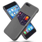 Cloth Texture PC + PU Leather Back Cover Shockproof Case with Card Slot For iPhone 7 Plus / 8  Plus(Grey) - 1