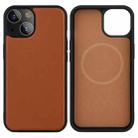 PU Leather Skin Magnetic Patch TPU Shockproof Magsafe Case For iPhone 13 Pro(Brown) - 1